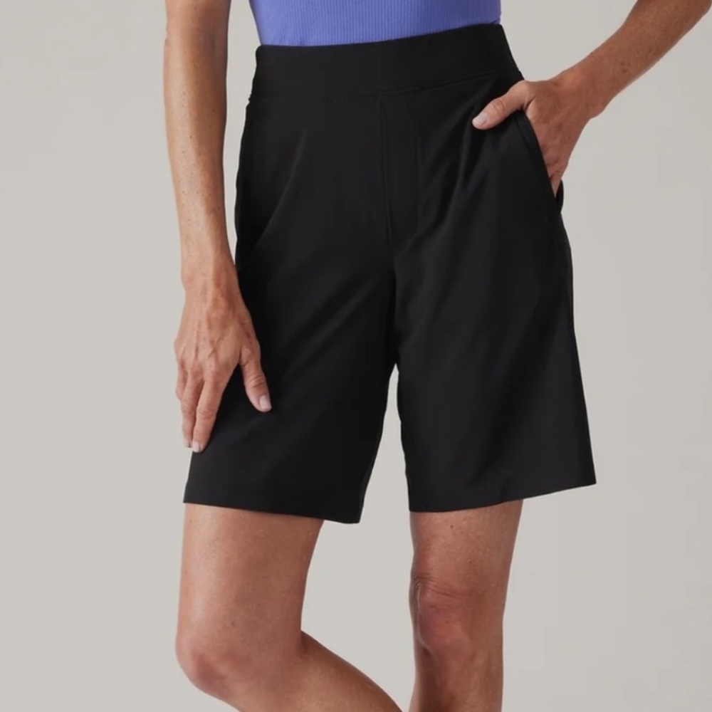 NEW Athleta Brooklyn Bermuda Short in Black Stretch Travel Hiking size 0